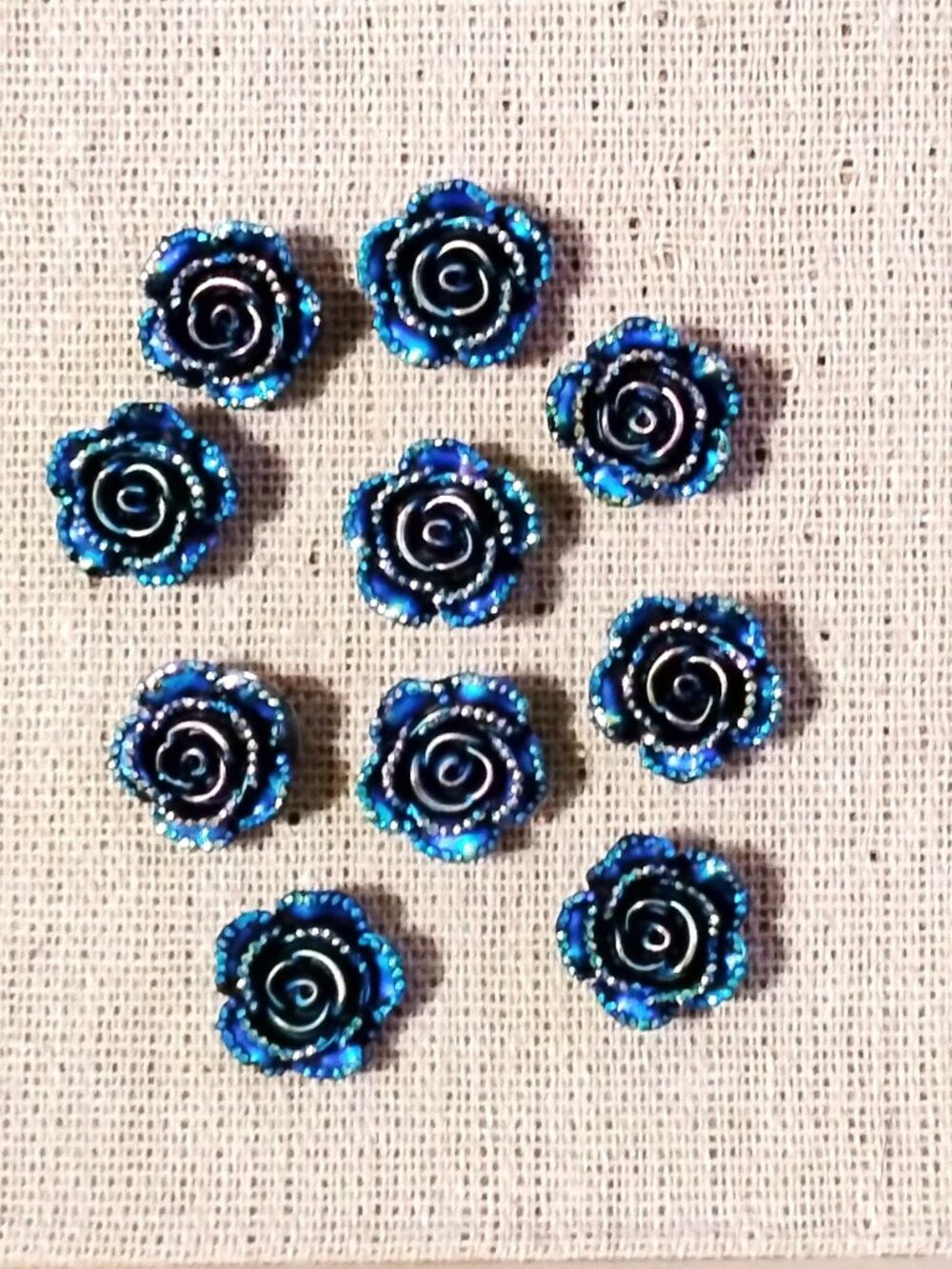 10 Pc MIDNIGHT BLUE Metallic Roses Decorative Bulletin Board Push Pins